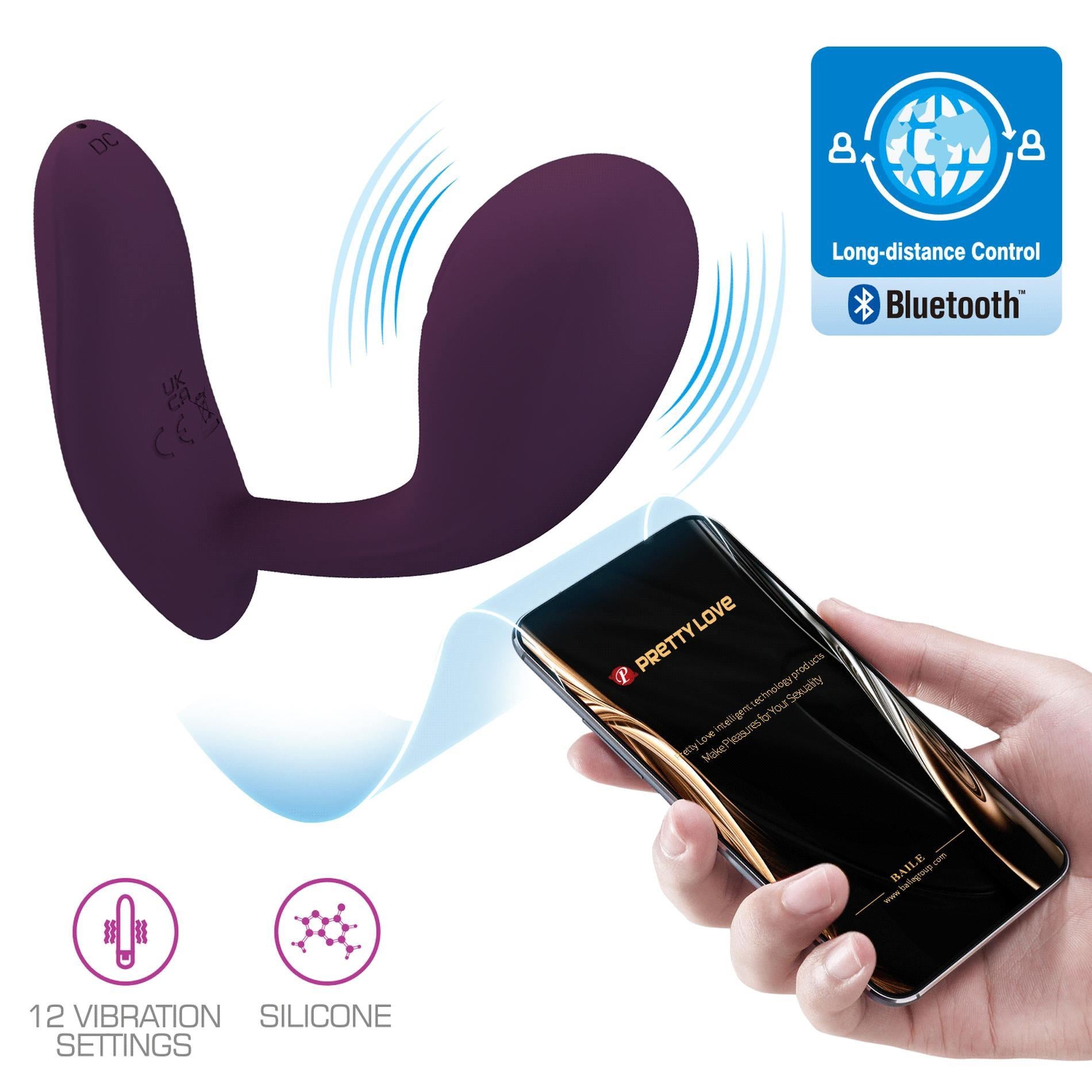 PRETTY LOVE - Baird Purple, 12 vibration functions Mobile APP Long-distance Control