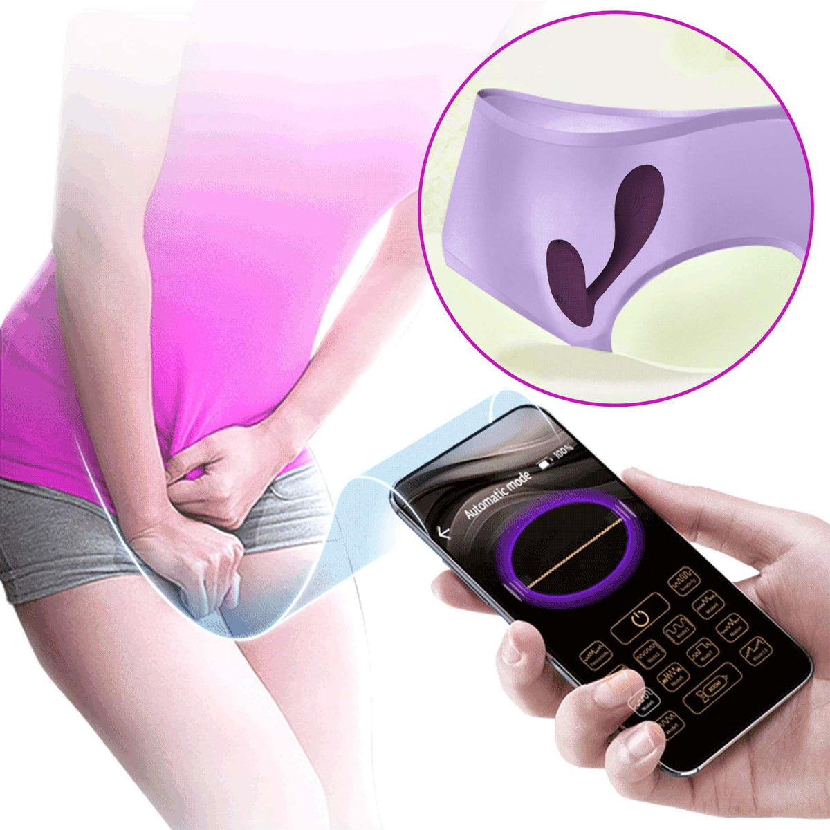 Vibromasseur spécial Baird Mobile distance 12 fonctions – contrôlé par appli, rechargeable, prune | Pretty Love