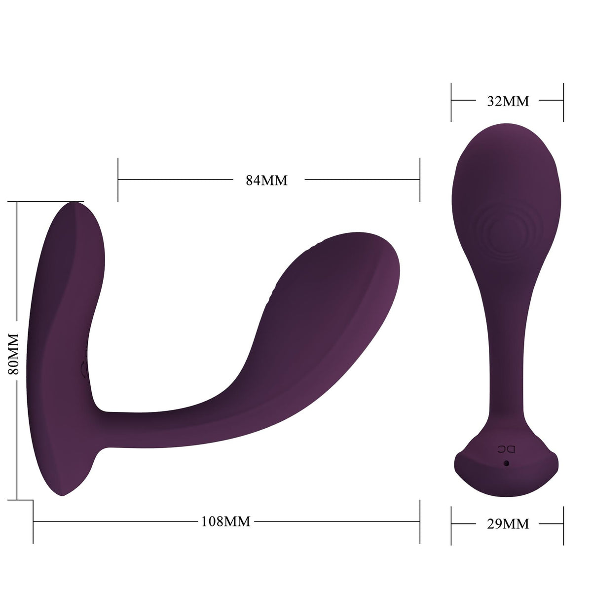 Vibromasseur spécial Baird Mobile distance 12 fonctions – contrôlé par appli, rechargeable, prune | Pretty Love