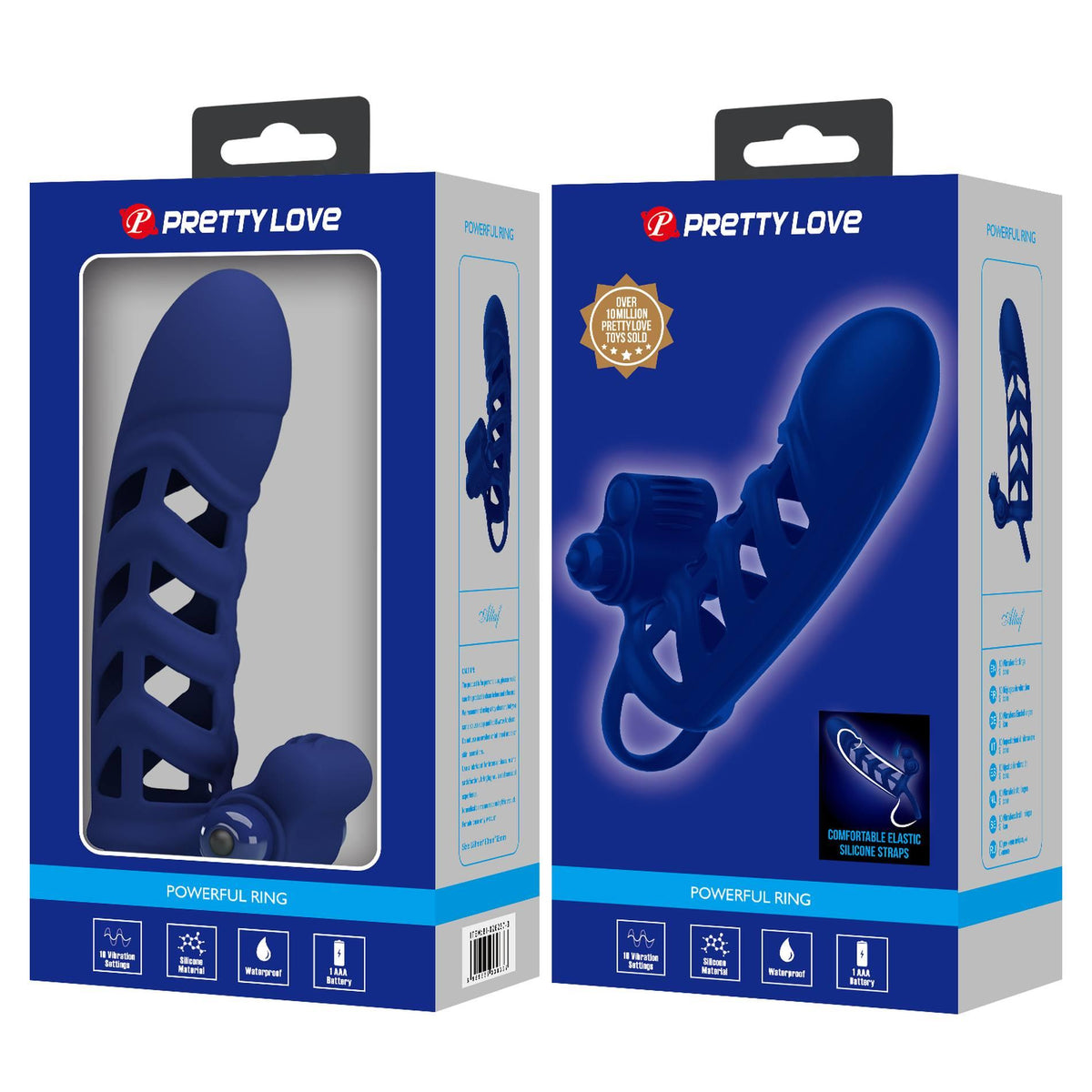 Guaina per il pene 10 funzioni – vibrante, blu | Pretty Love