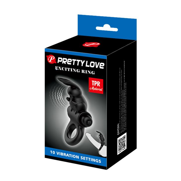 Anel peniano Exciting 10 funções – vibratório, preto | Pretty Love