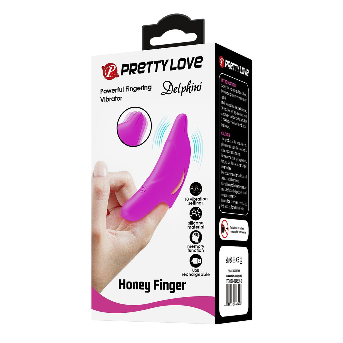 Vibratore da dito Delphini Honey 10 funzioni – ricaricabile, vibrante BI-210294 | Pretty Love