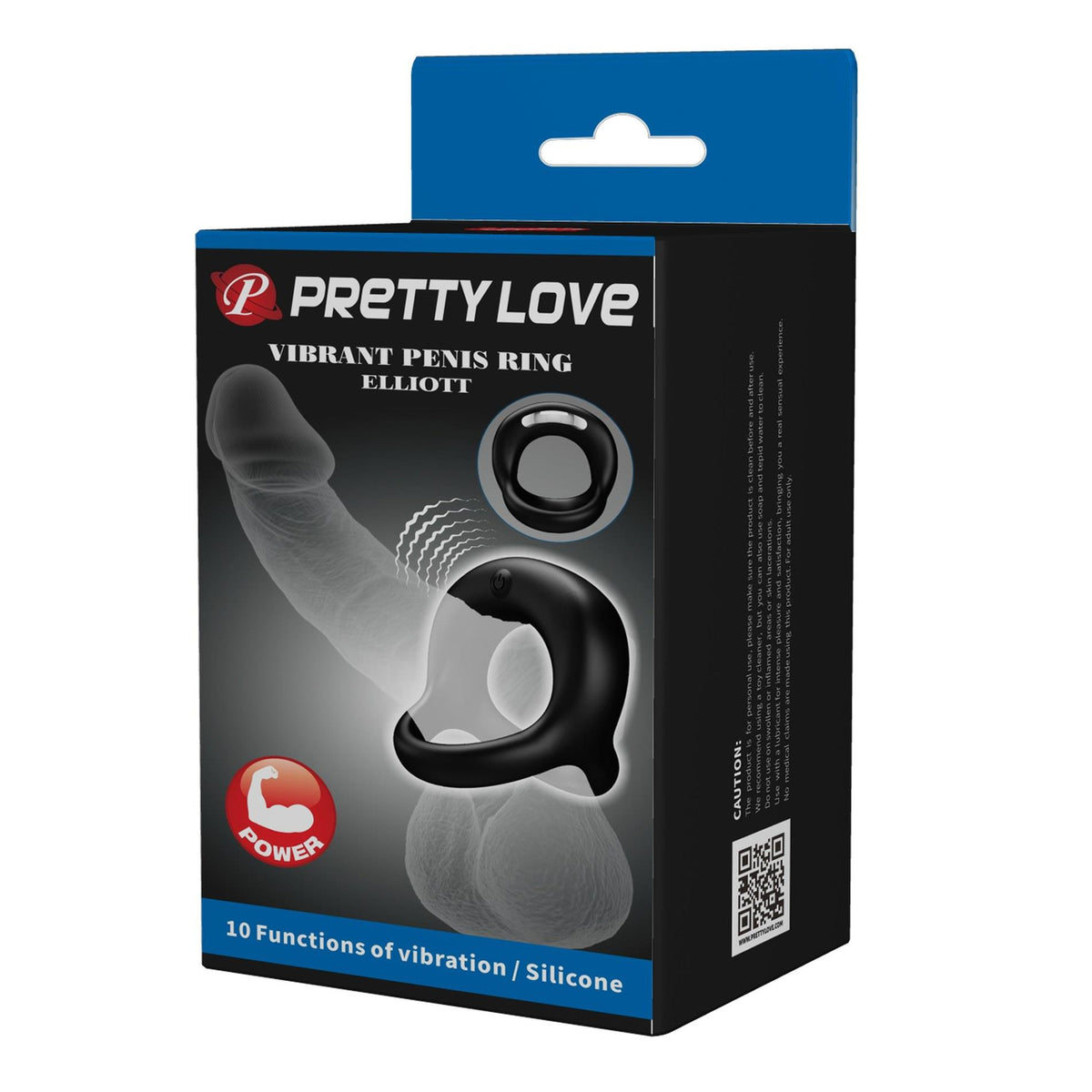 Anillo para el pene Vibrant Elliott 10 funciones – vibrador, negro | Pretty Love