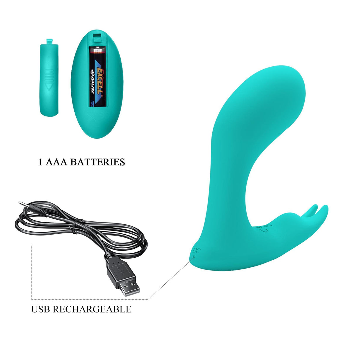 Vibromasseur spécial Idabelle 12 pulse wave 12 fonctions – avec télécommande, double, bleu clair | Pretty Love