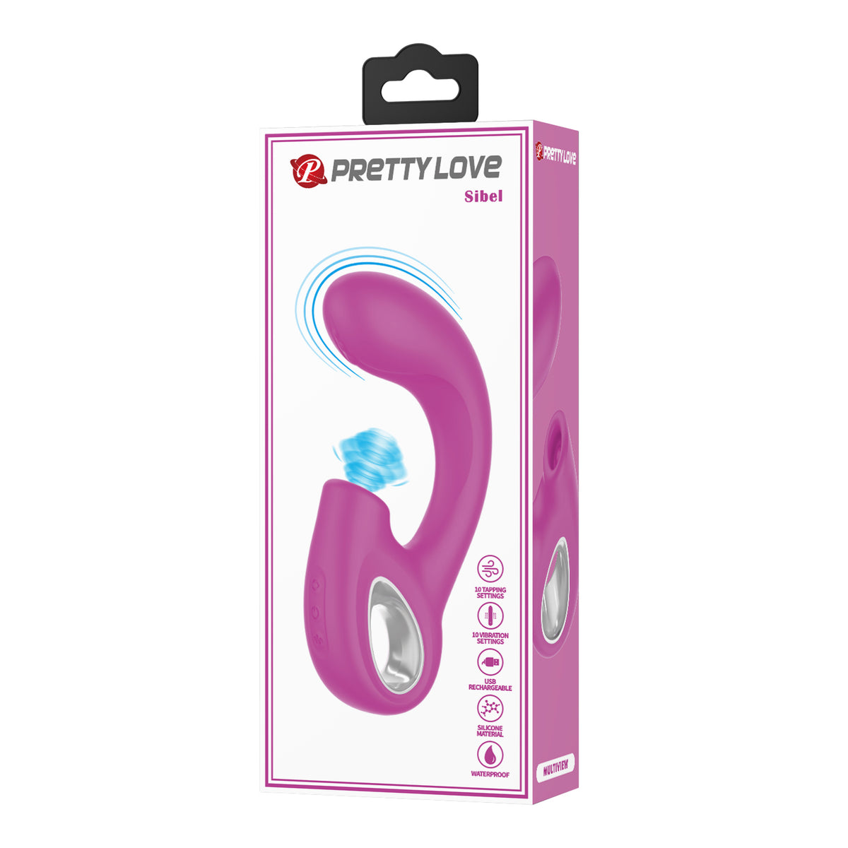 Stimulateur clitoridien Sibel 10 tapping 10 fonctions – rechargeable, fuchsia | Pretty Love
