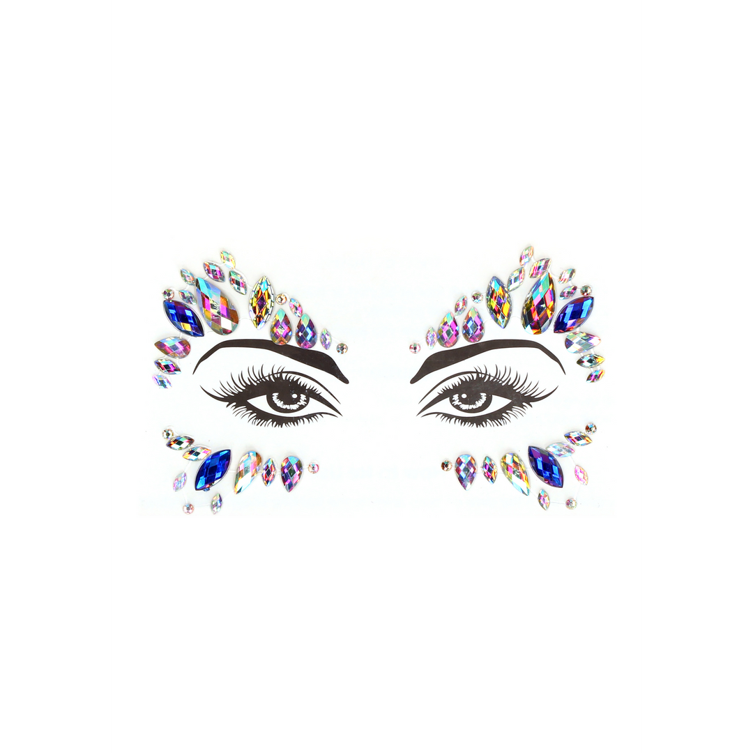 Strappy Halter Top and Dazzling Eye Sparkle Bling Sticker - One Size - Multicolor
