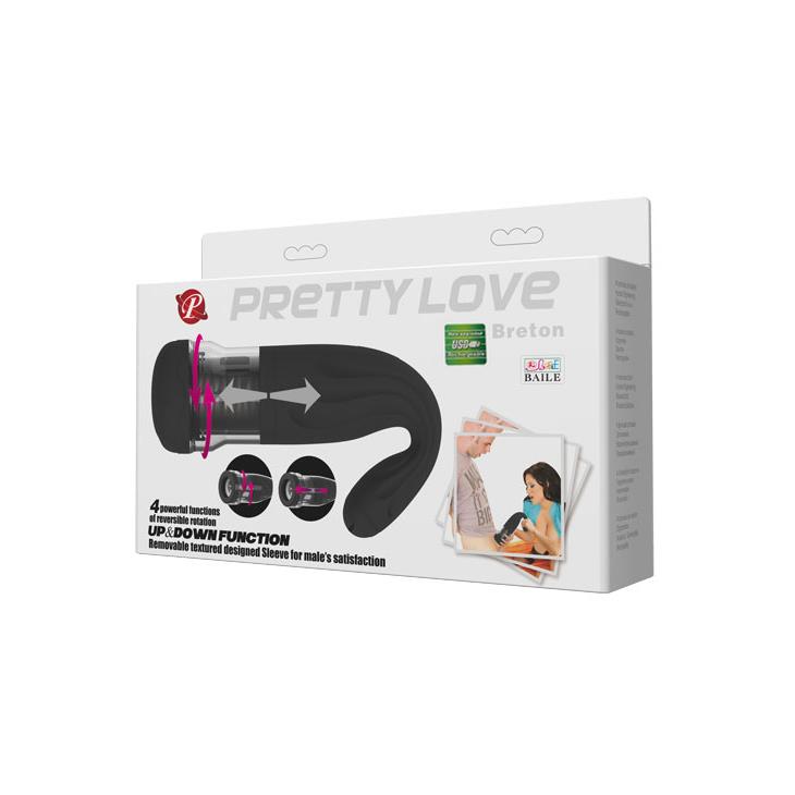 Masturbator Breton 4 Funktionen – wiederaufladbar, vibrierend, schwarz | Pretty Love