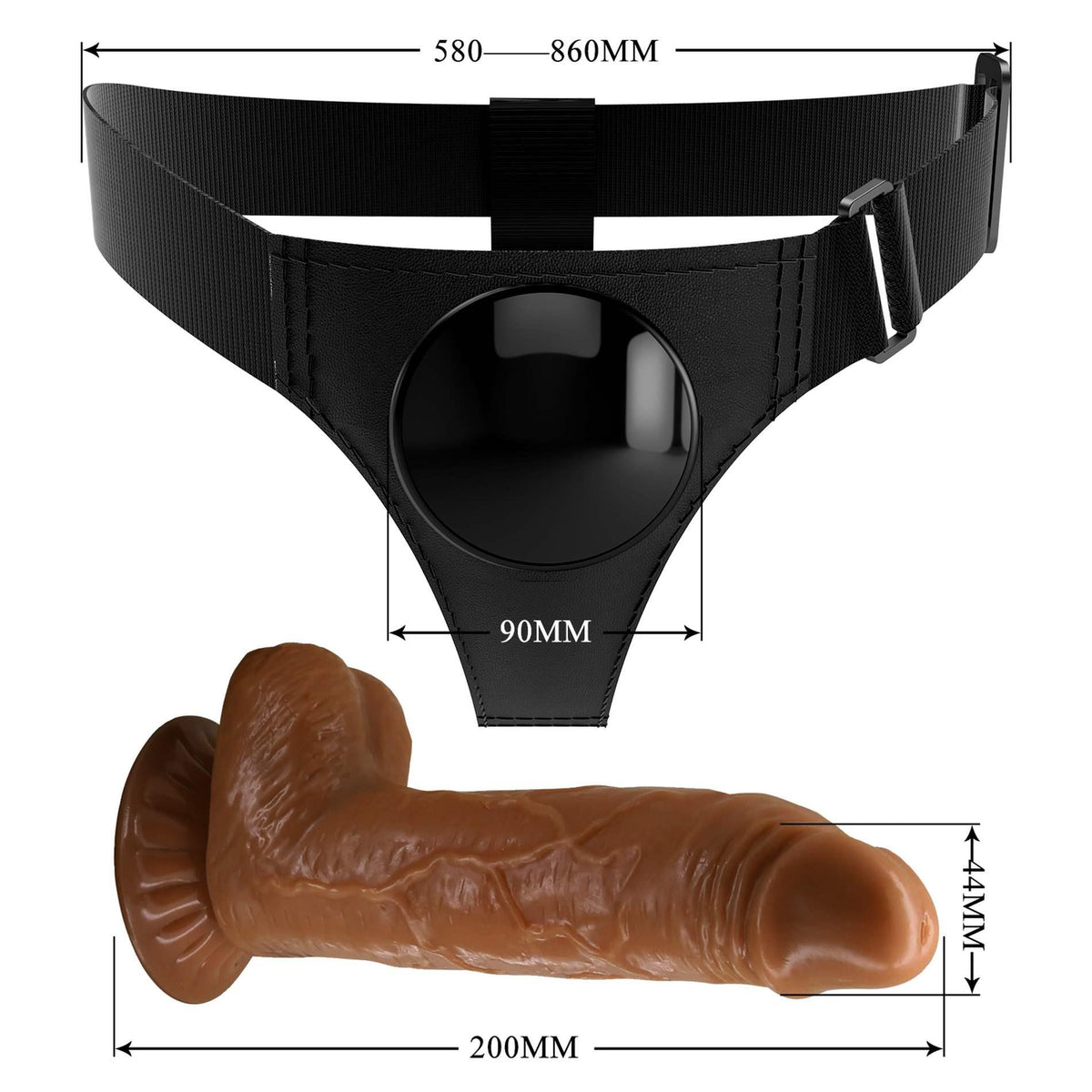 Gode ceinture Micheal Sking 20 cm – avec télécommande, étanche, marron | Pretty Love