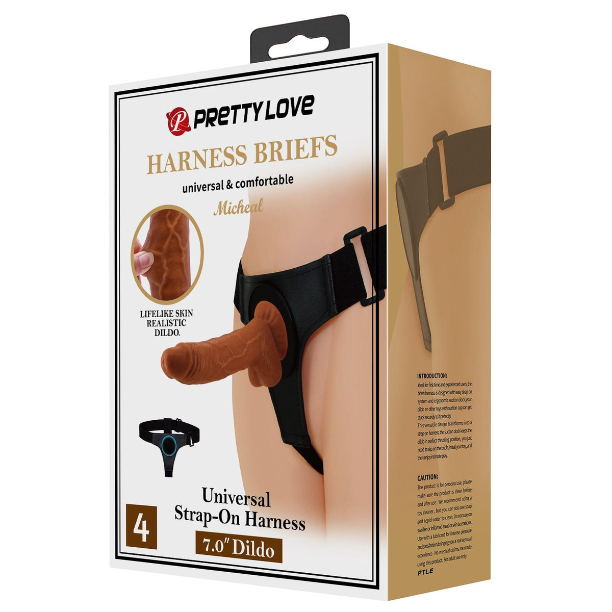Gode ceinture Micheal Sking 20 cm – avec télécommande, étanche, marron | Pretty Love
