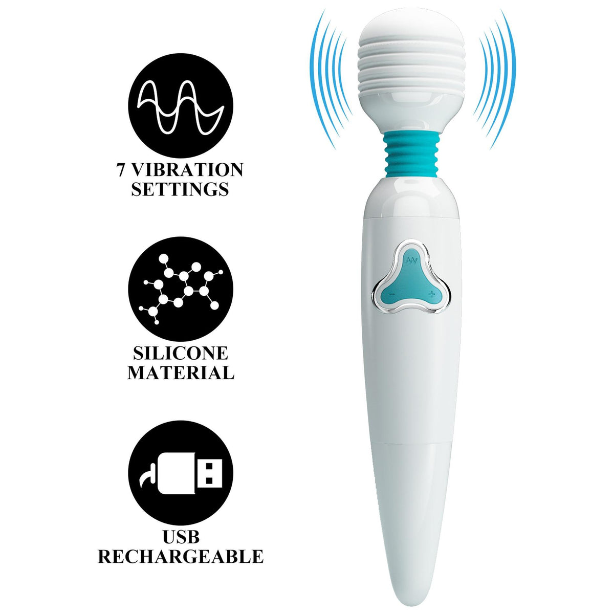 Wand massager Cloud Stavros The Great 7 functions – rechargeable, white | Pretty Love