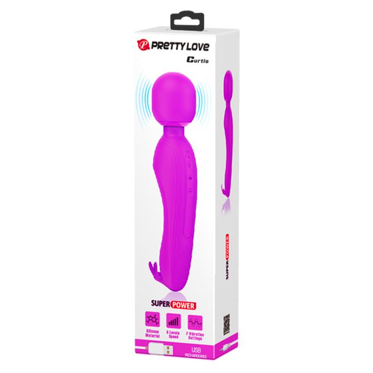 Masseur wand Curtis 7 fonctions – rechargeable, fuchsia BW-055014 | Pretty Love
