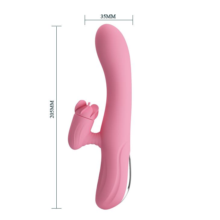 Vibratore rabbit Gina 4 – ricaricabile, rotante, rosa | Pretty Love