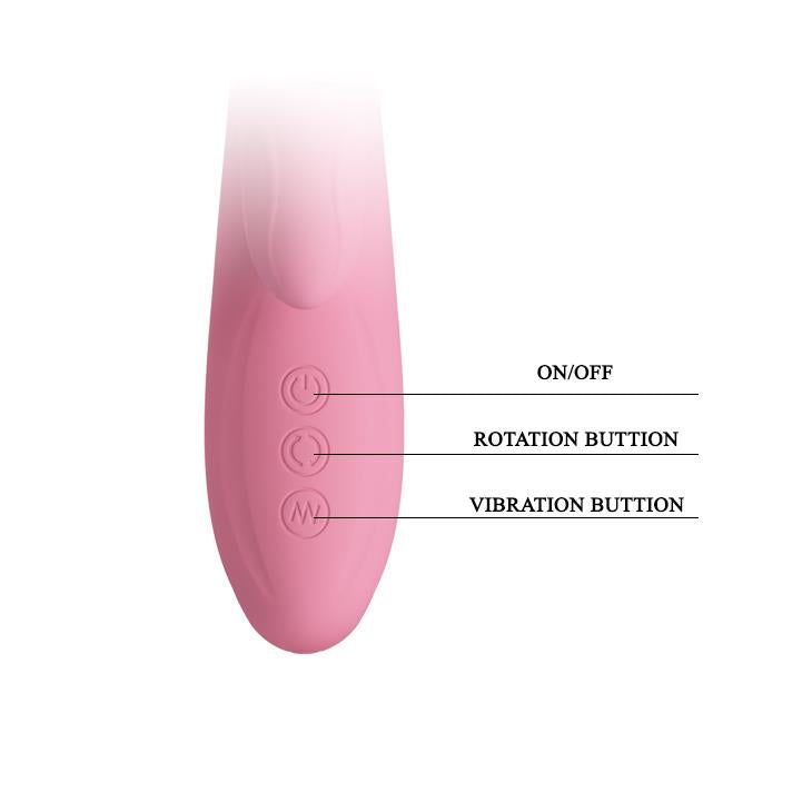 Vibratore rabbit Gina 4 – ricaricabile, rotante, rosa | Pretty Love