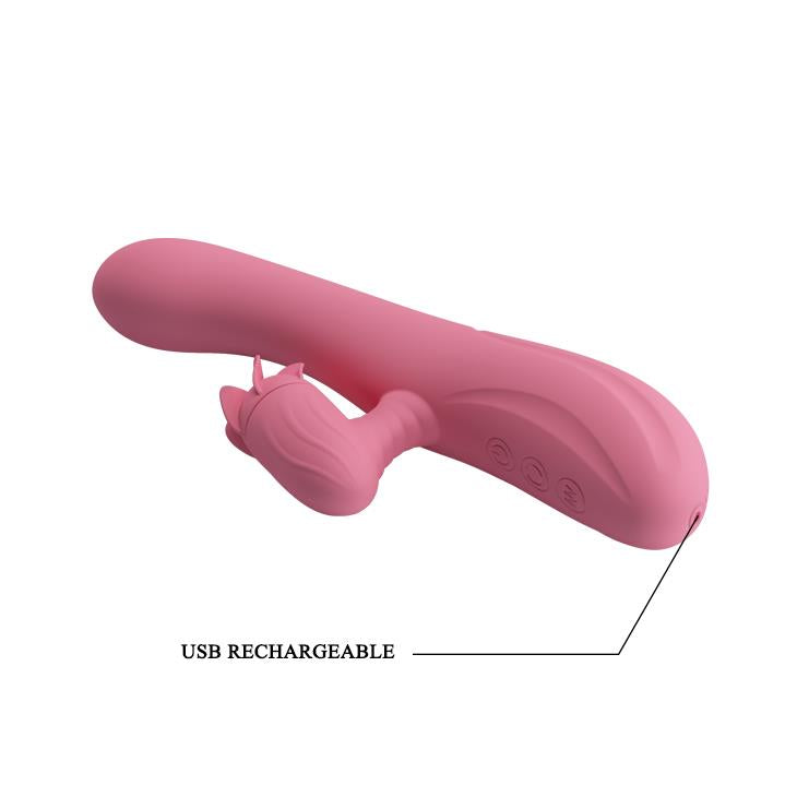 Vibratore rabbit Gina 4 – ricaricabile, rotante, rosa | Pretty Love