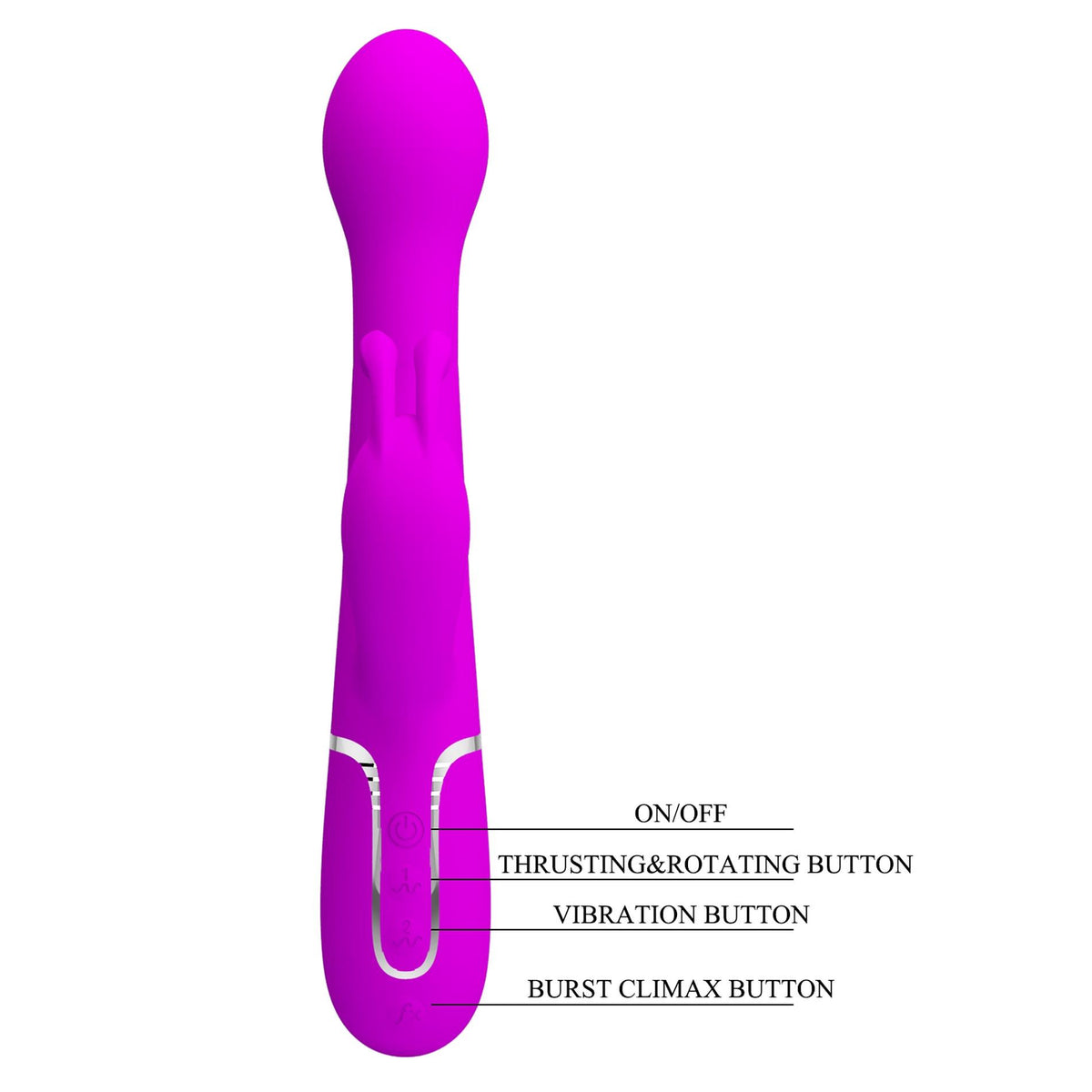 Vibrador rabbit Dejon Twinkled Tenderness 7 funções – com impulso, rotativo, fúcsia | Pretty Love