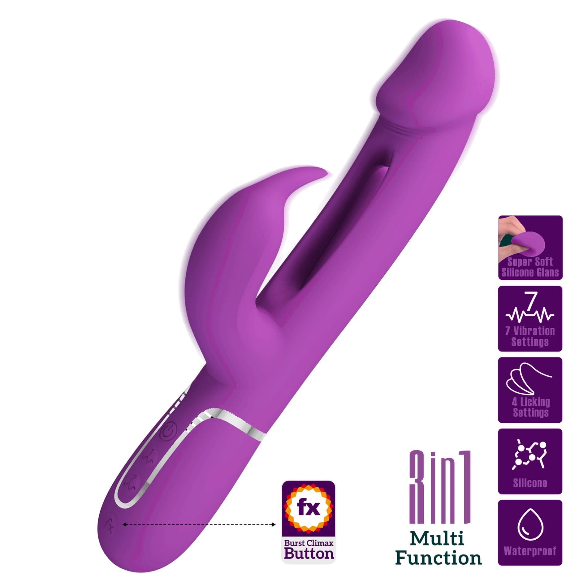 PRETTY LOVE - Kampas Violet, 7 fonctions de vibration 4 modes de léchage