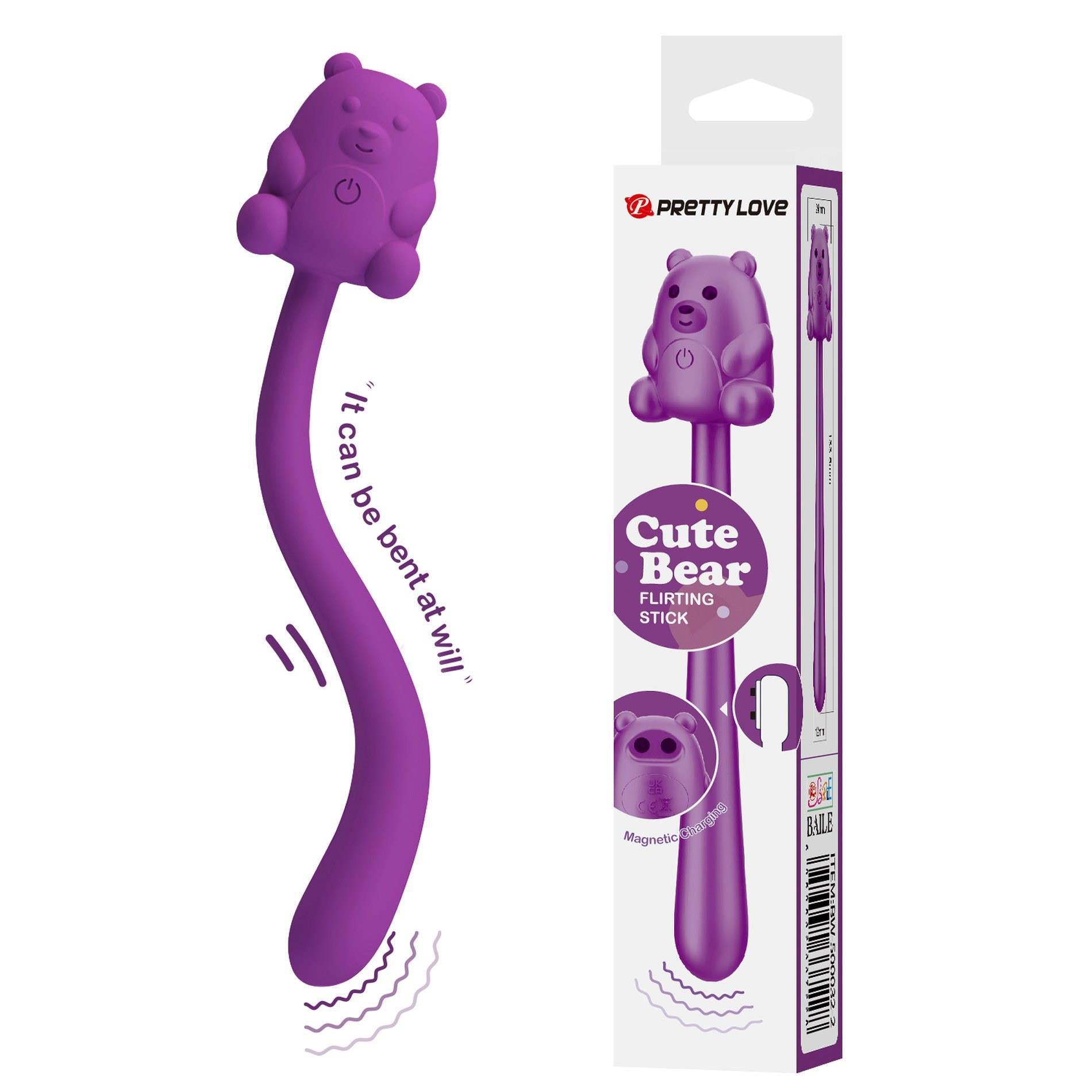 OURS MIGNON, Verge à flirter, 7 fonctions de vibration, Chargement USB magnétique