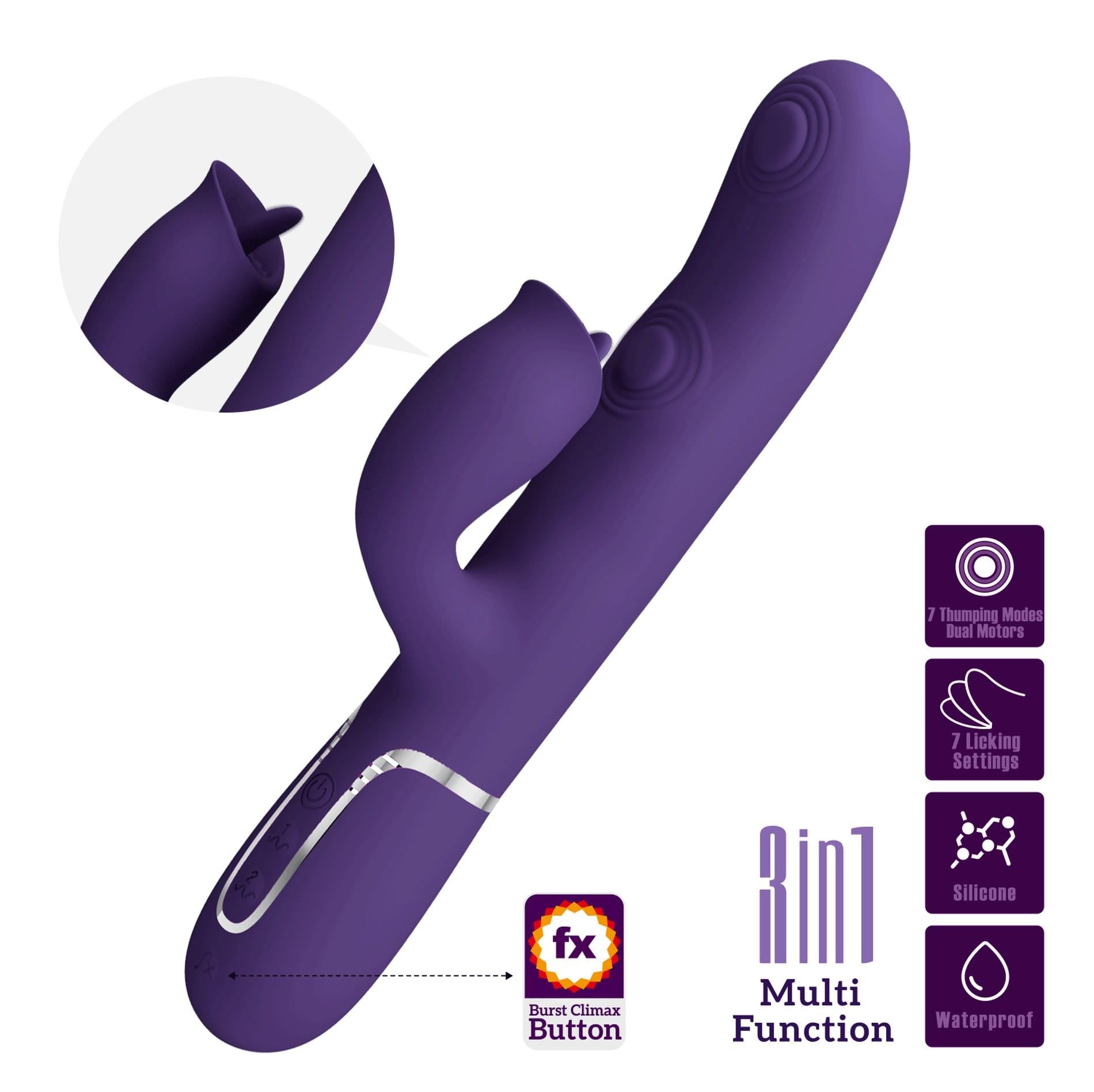 PRETTY LOVE - Gigi violet foncé, 7 fonctions de pulsation, 7 modes de léchage