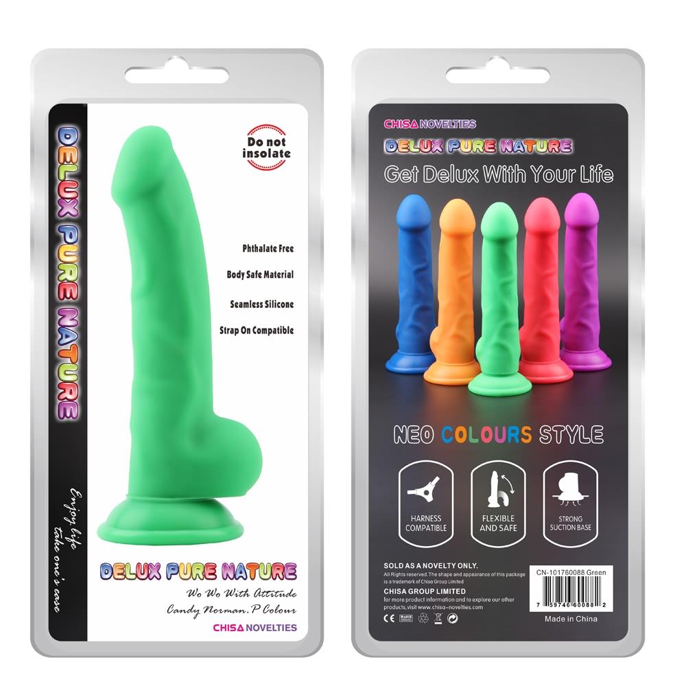 Dildo realistico Norman.P – con ventosa, verde | Deluxe Pure Nature