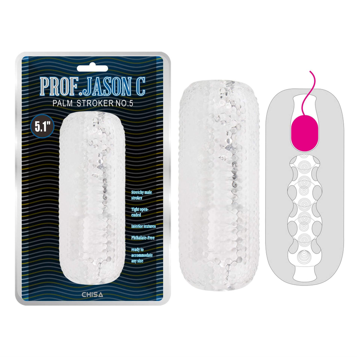 Masturbatore Palm Stroker No.5-Clear – tascabile, trasparente | Prof.Jason C