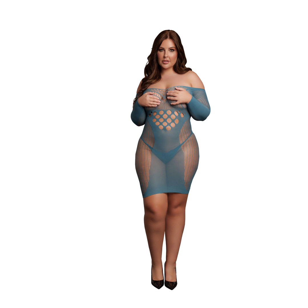 Vestido Sleeved Queen – tamanhos grandes, azul | Le Désir