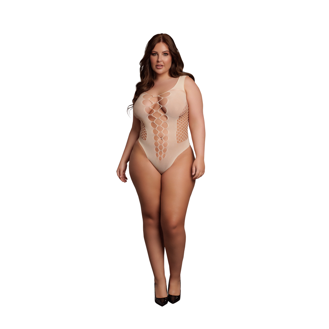 Body Neck Opaque Panels Queen – tamanhos grandes, nude | Le Désir