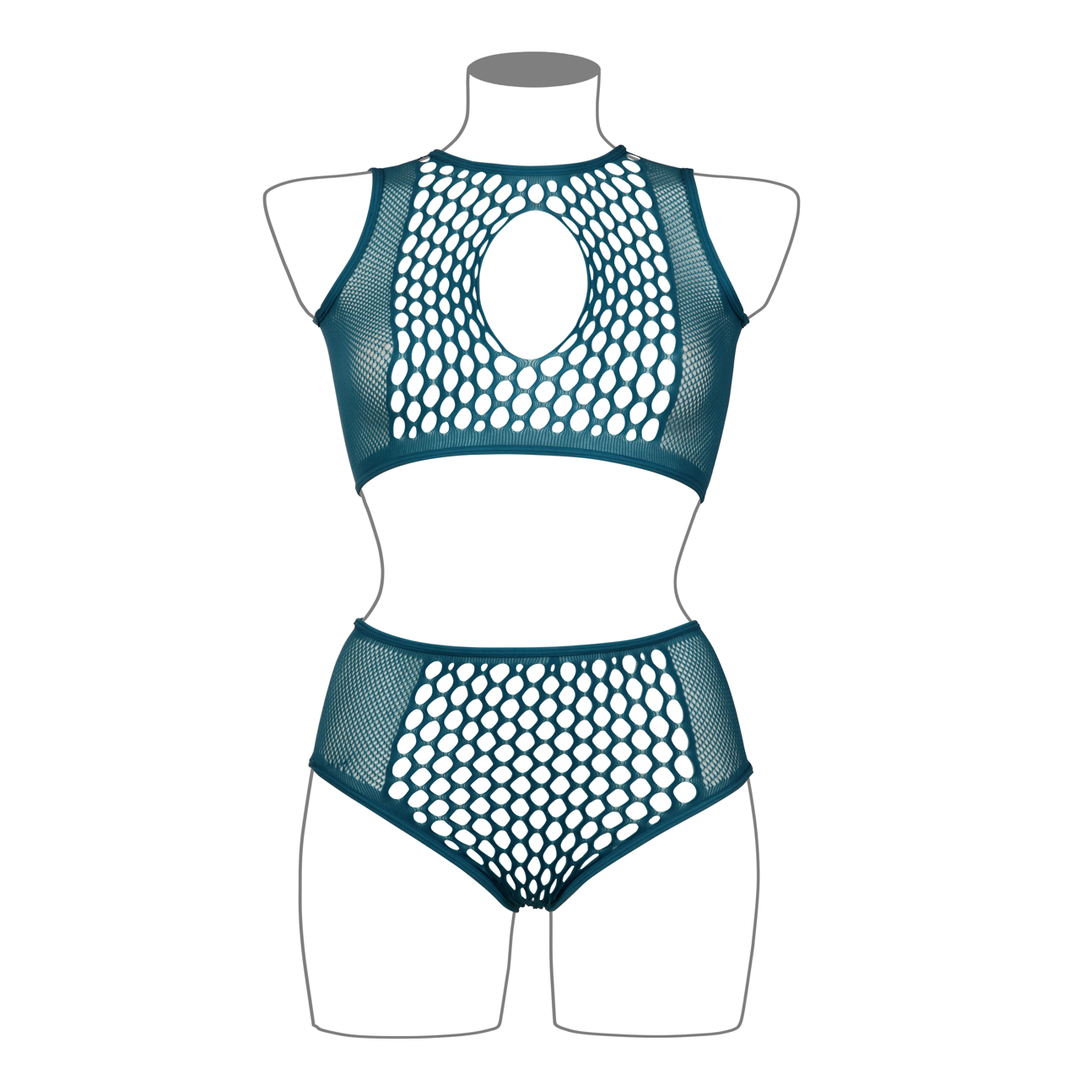 Completino Duo Key Hole Queen – taglie forti, blu | Le Désir