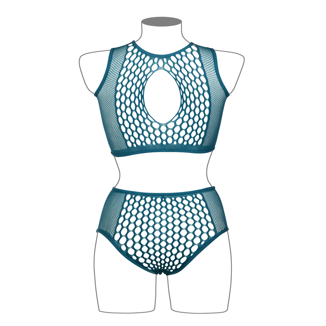 Completino Duo Key Hole Queen – taglie forti, blu | Le Désir