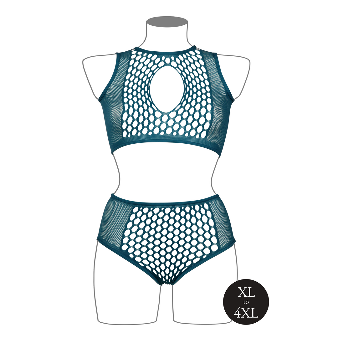 Completino Duo Key Hole Queen – taglie forti, blu | Le Désir