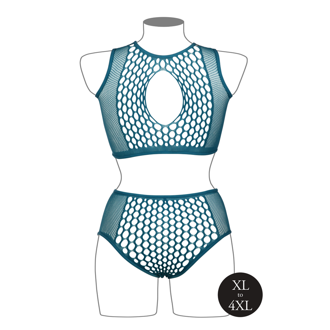 Completino Duo Key Hole Queen – taglie forti, blu | Le Désir