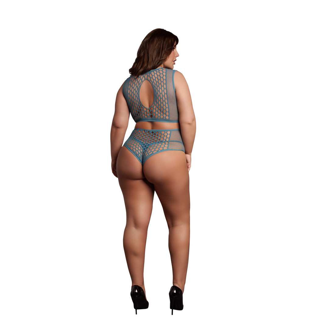 Completino Duo Key Hole Queen – taglie forti, blu | Le Désir