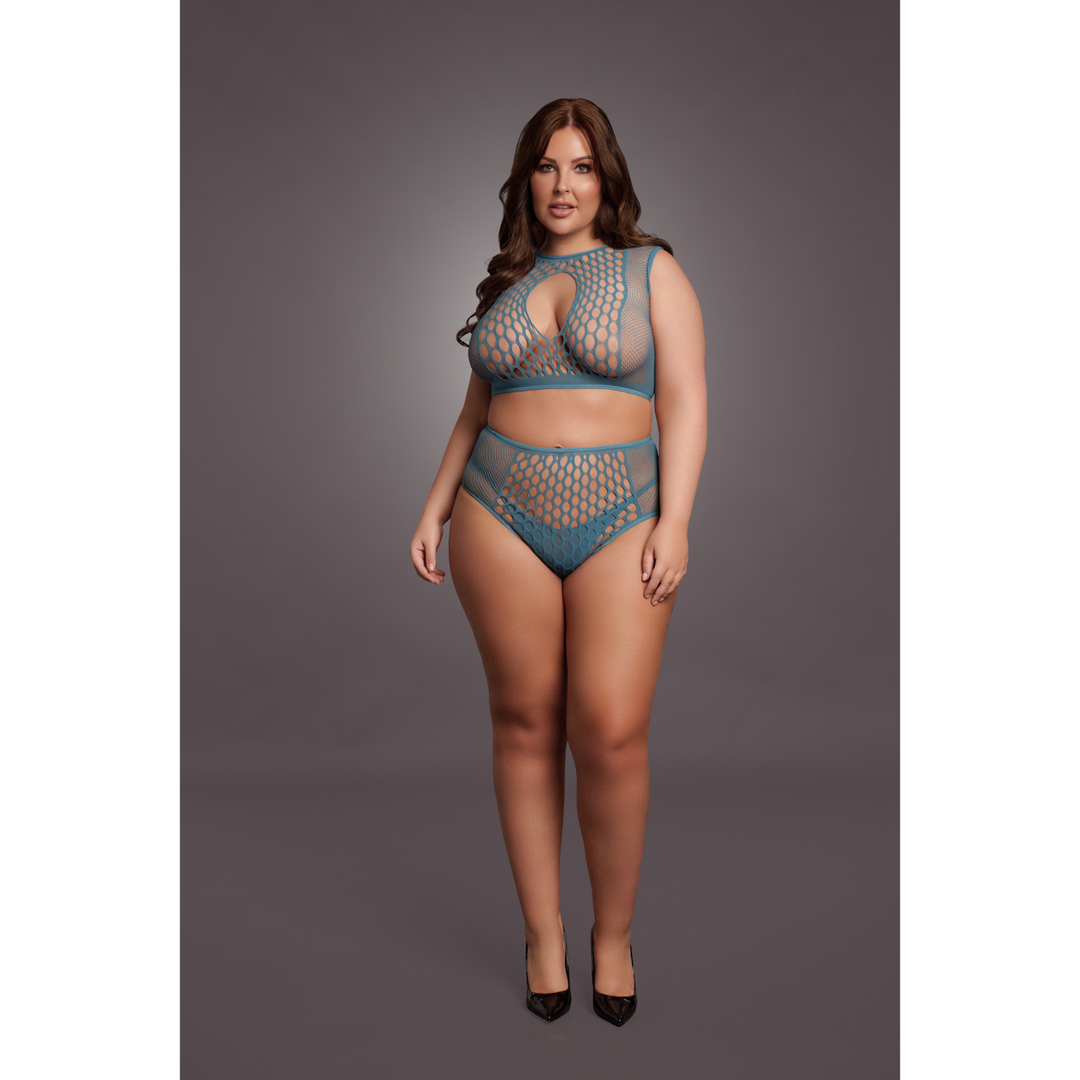 Completino Duo Key Hole Queen – taglie forti, blu | Le Désir