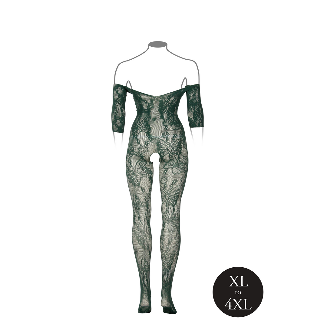 Catsuit Sleeved Queen – tamanhos grandes, verde | Le Désir
