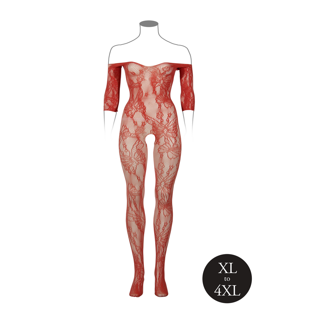 Catsuit Sleeved Queen – tamanhos grandes, vermelho | Le Désir