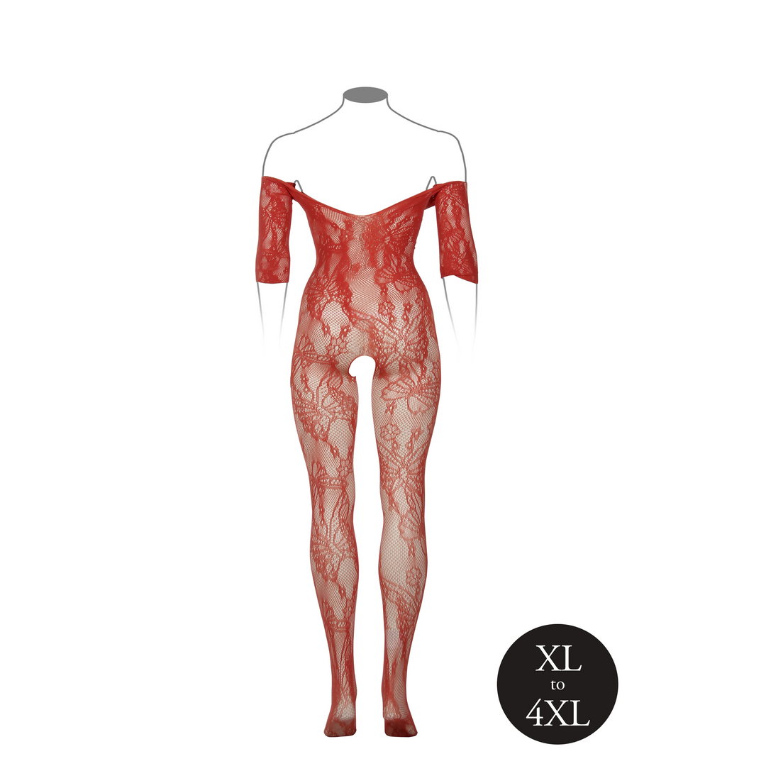 Catsuit Sleeved Queen – tamanhos grandes, vermelho | Le Désir
