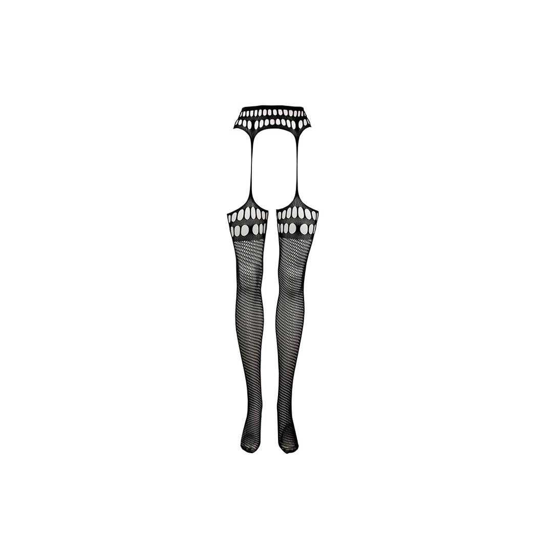 Garterbelt Stockings with Open Design - Queen Size - Black