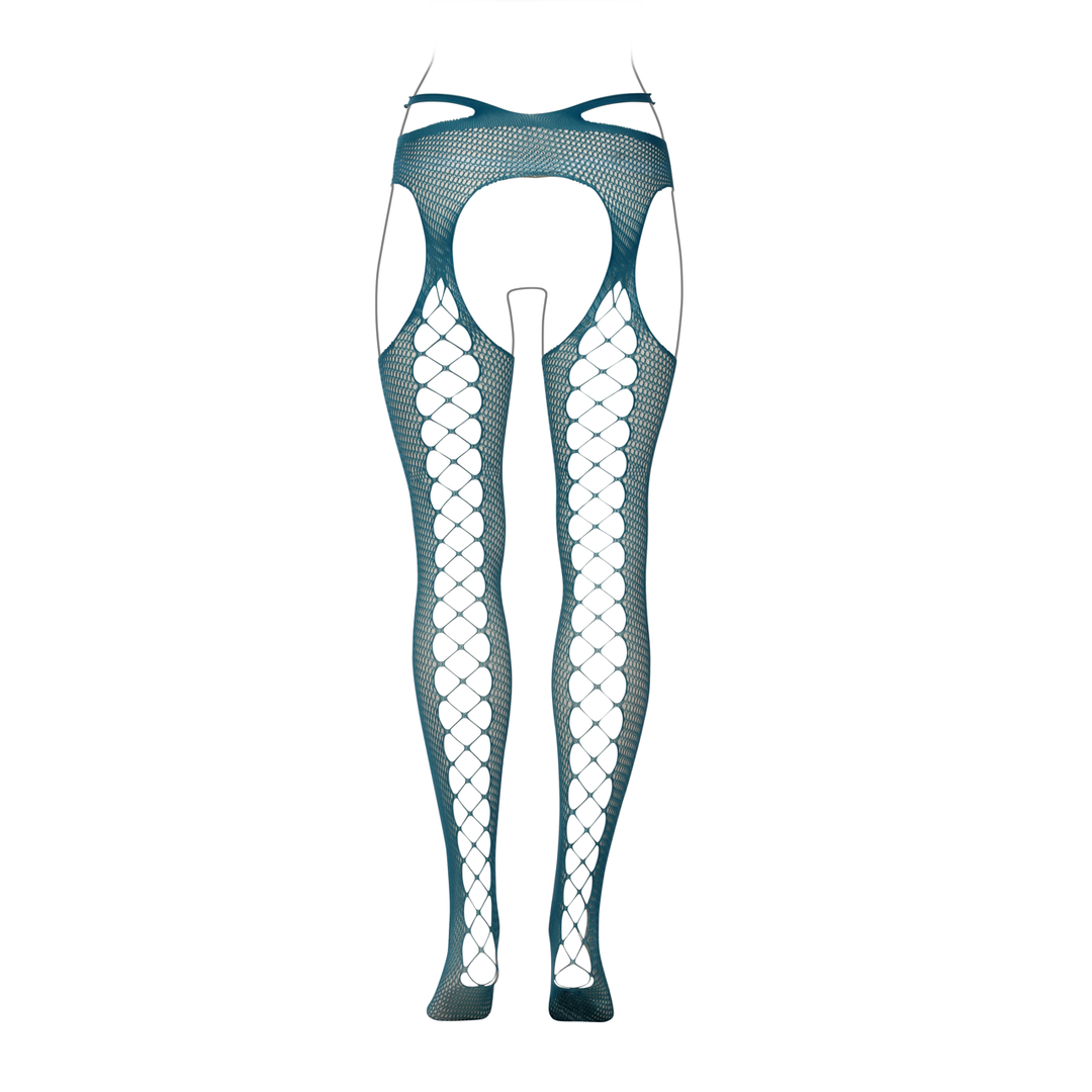 Suspender Pantyhose with Strappy Waist - Queen Size - Blue