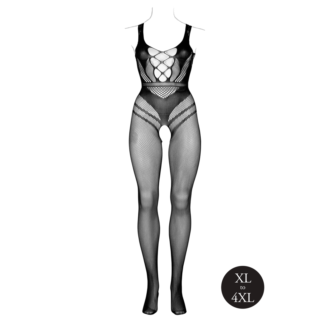Bodystocking with Accentuated Lines - Queen Size - Black