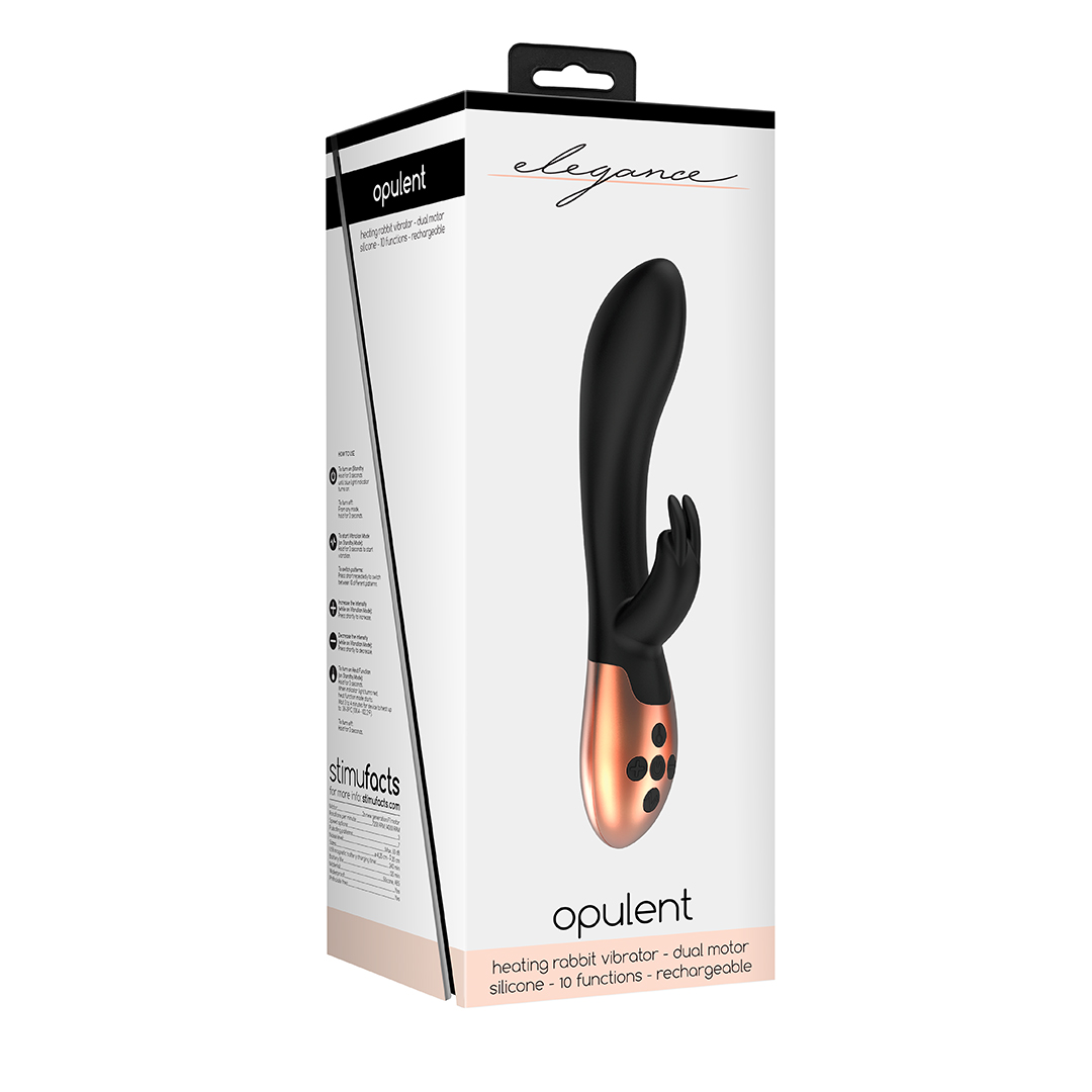 Rabbit vibrator Opulent 10 functions – heating, black | Elegance