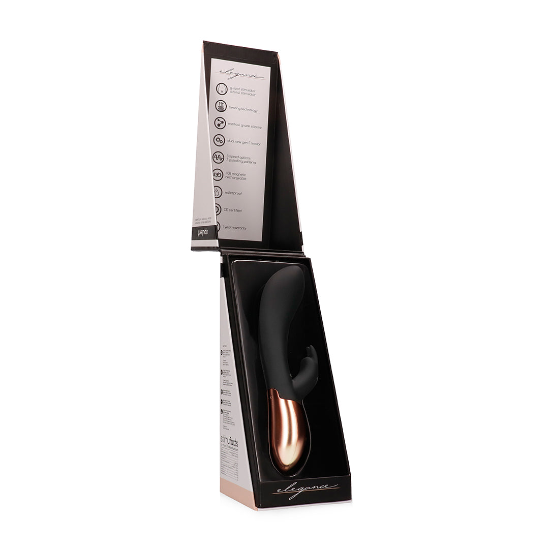 Rabbit vibrator Opulent 10 functions – heating, black | Elegance