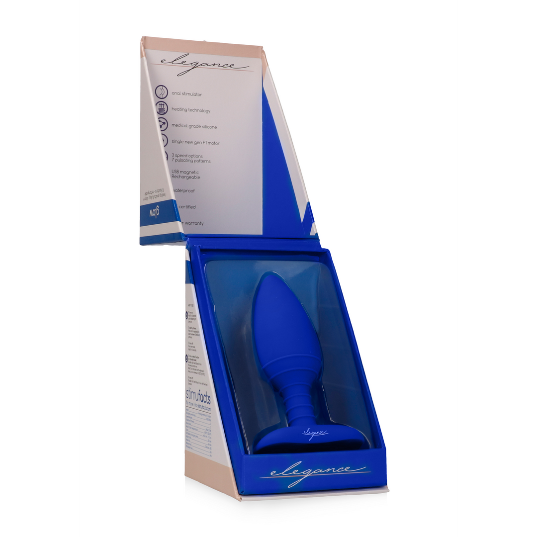 Plug anal 10 funciones – con calor, fosforescente, azul | Elegance
