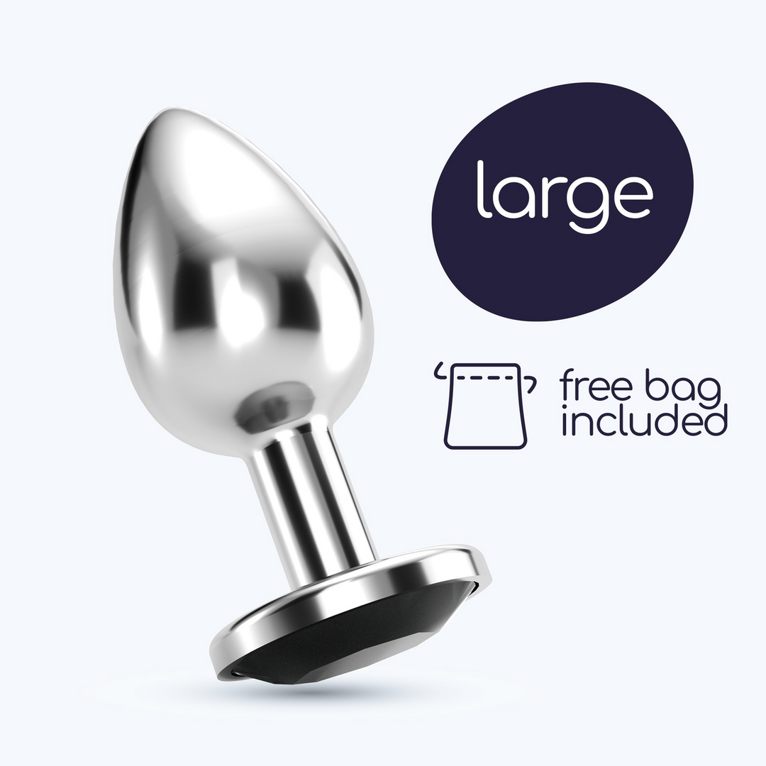 Plug anal Bijou 8.5 cm – con joya, negro | Crushious