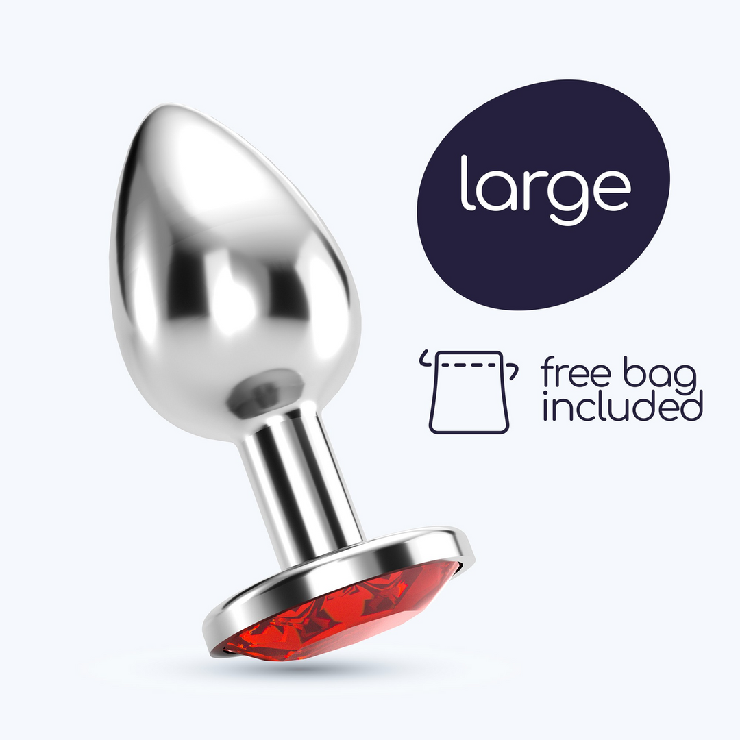 Plug anal Bijou 8.5 cm – con joya, rojo | Crushious