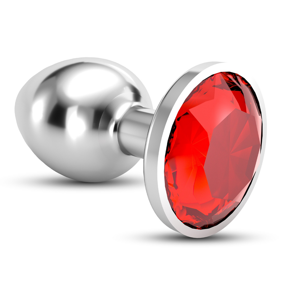 Plug anal Bijou 8.5 cm – con joya, rojo | Crushious