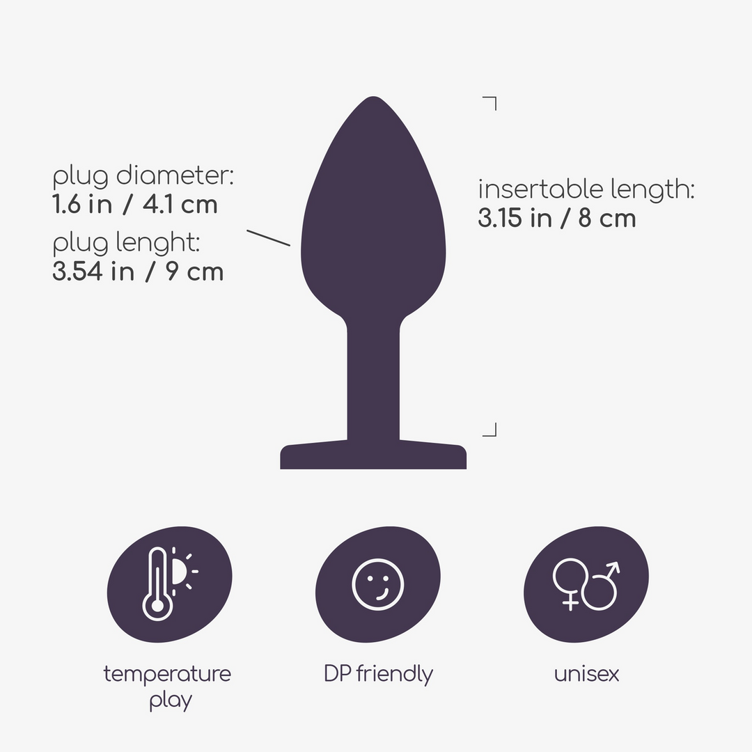 Plug anal Bijou 8.5 cm – con joya, azul | Crushious