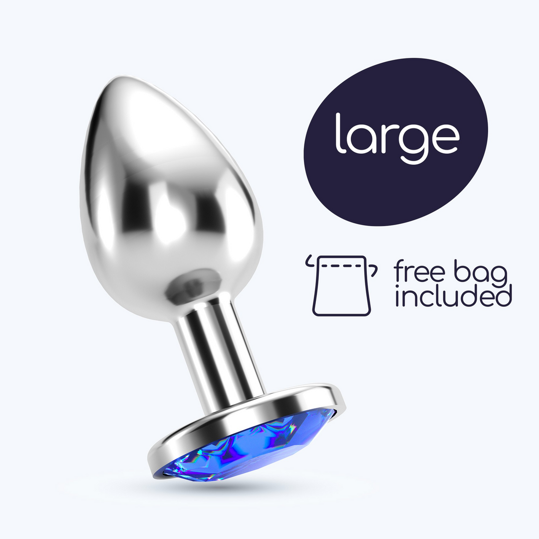 Plug anal Bijou 8.5 cm – con joya, azul | Crushious