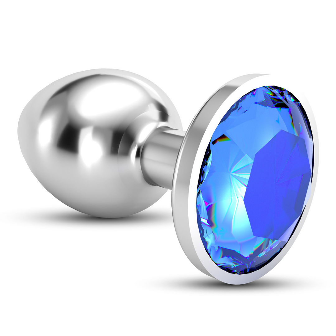 Plug anal Bijou 8.5 cm – con joya, azul | Crushious