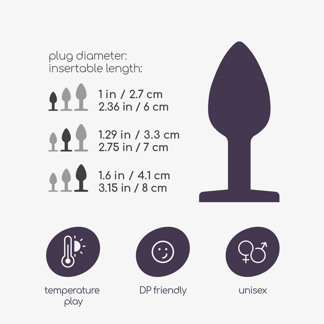 Plug anal Bijou Train Trio 8.5 cm – con joya, transparente | Crushious