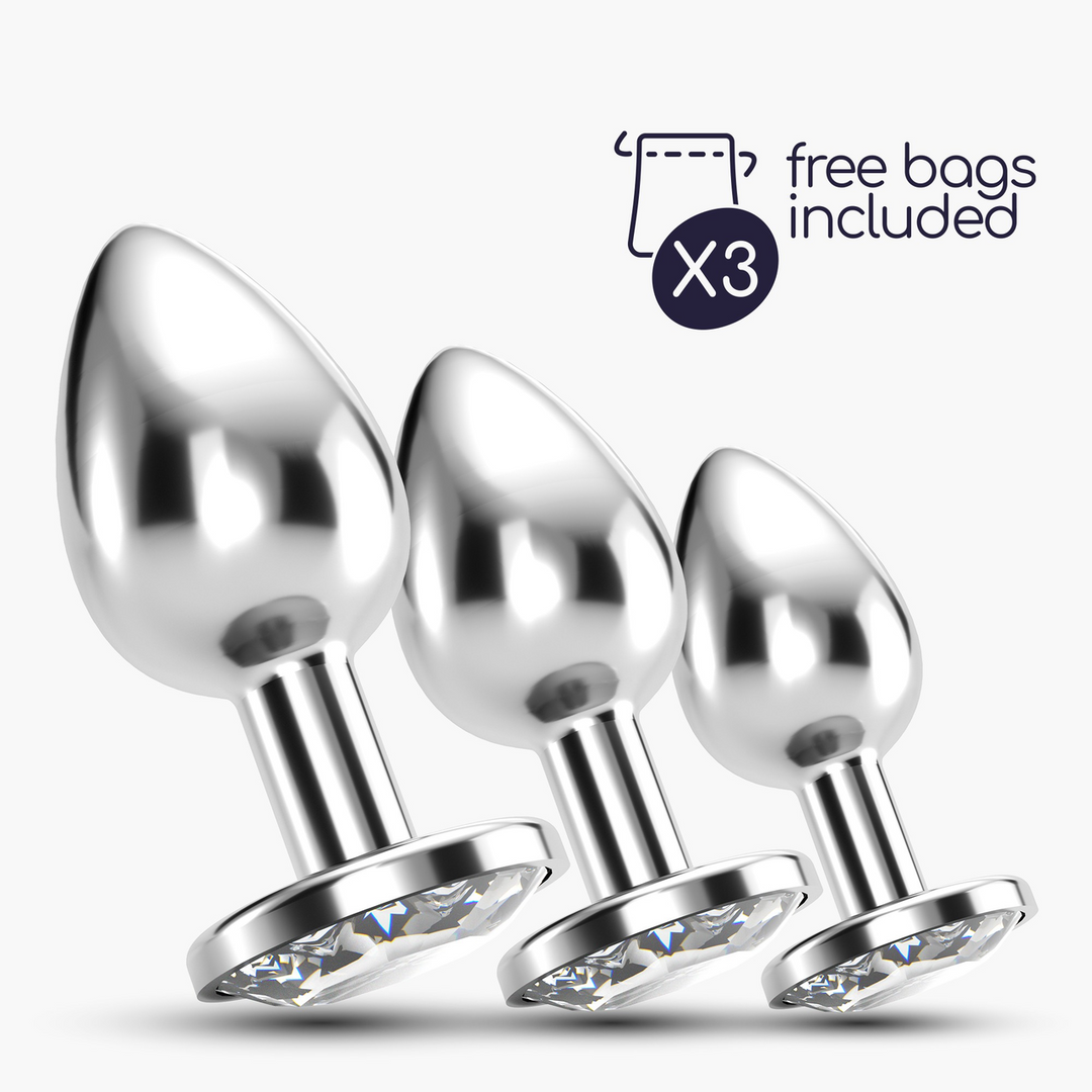 Plug anal Bijou Train Trio 8.5 cm – con joya, transparente | Crushious