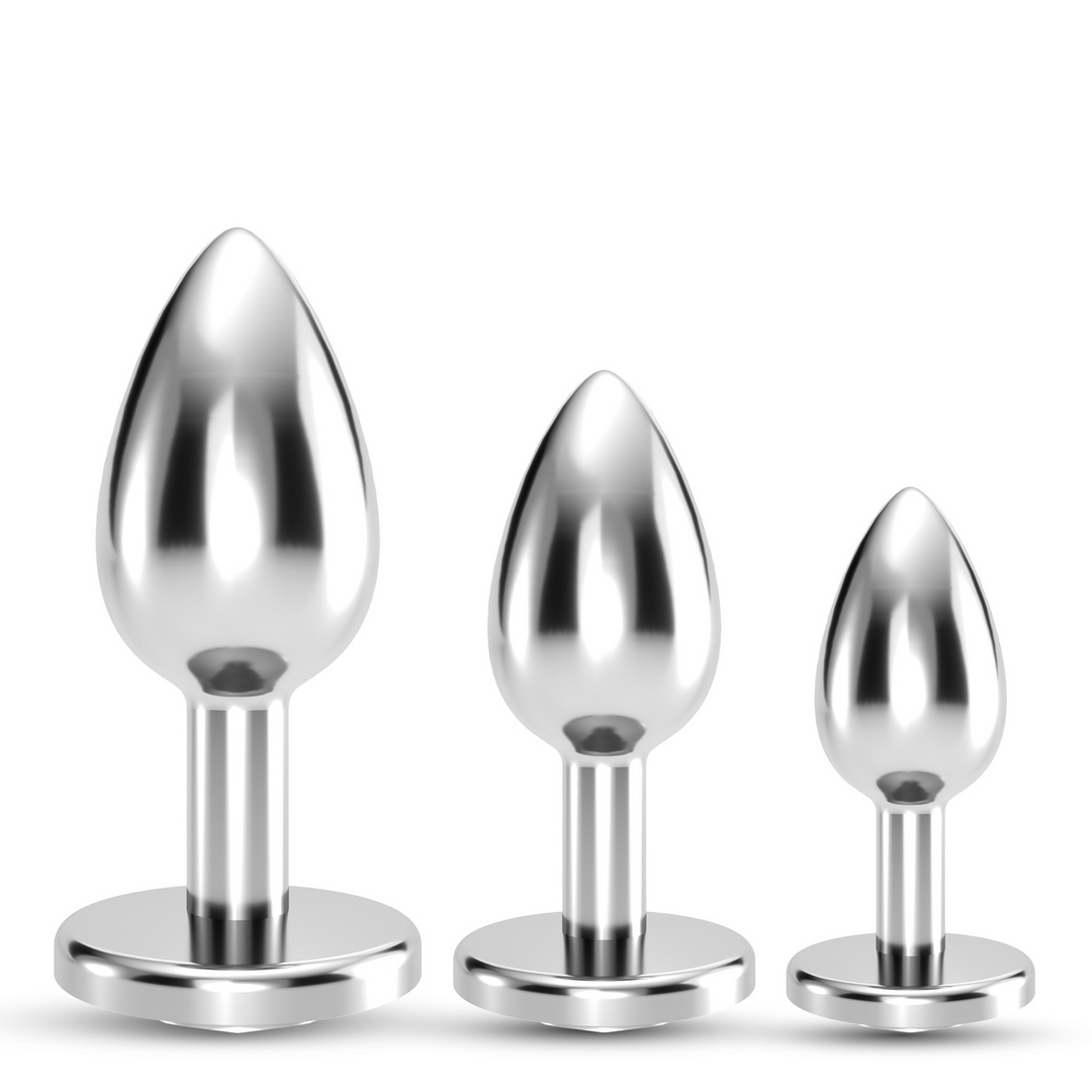Plug anal Bijou Train Trio 8.5 cm – con joya, transparente | Crushious